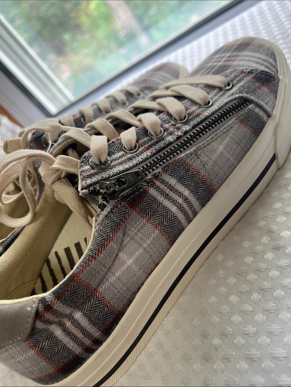 Taos Footwear Plaid Sneakers in Gray, Tan and Rust Z Soul - Picture 4 of 9